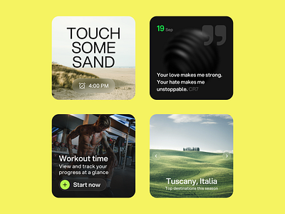 Widget exploration - Part 2 alarm destination minimalism quote small uiux visual design widget workout