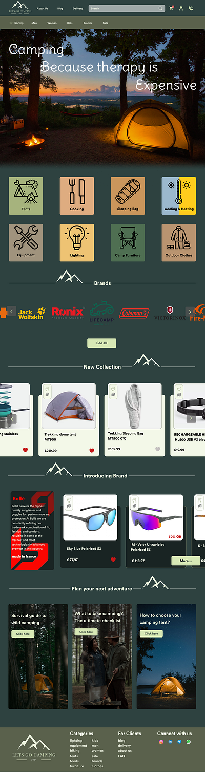 Camping webdesign graphic design ui