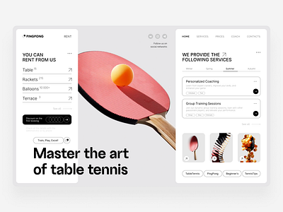 Tennis Landing Page branding design desktop esport homepage landing landing page layout sport sports sports website table tennis tennis ui ux uxui web webdesign website