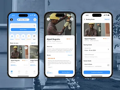 Mas Kuli - Local Service App 🛠️ booking design local sevice mobile app ui ui design