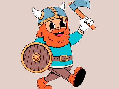 Cartoon viking axe branding cartoon character colorful cute design graphic design illustration knight logo man people shield soldier viking