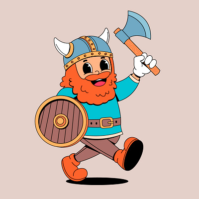 Cartoon viking axe branding cartoon character colorful cute design graphic design illustration knight logo man people shield soldier viking