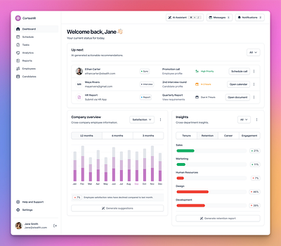 CortexHR - Product dashboard ai app automation dashboard hr human resources task management ui web app