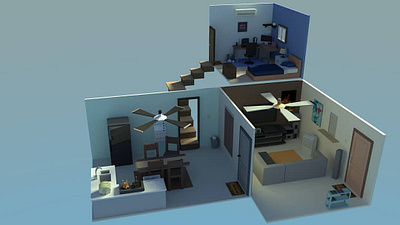 3D Low Poly Room 3d