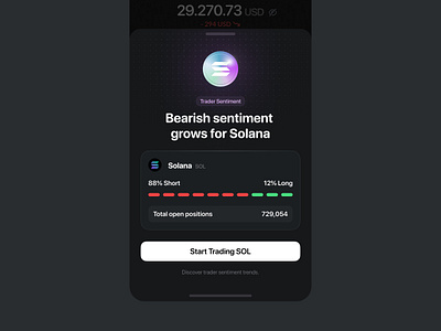 Trader Sentiment Bottom Sheet blockchain bottom chart coin crypto design finance sentiment sheet trader ui user interface