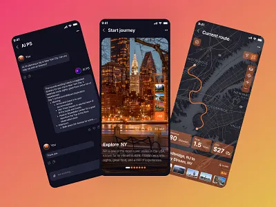 AI Travel App Design 3d ai aiapp aiassistant aitravel b2b design mobile mockup news productdesign ticket tour tourism travel travelagency travelplanner ui ux vacation