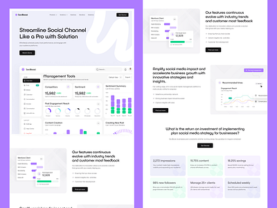 Social Media Management Tool app b2b contentstrategy crm digitaltransformation landing page project saas saas design saas landing page saas product social media social media management tool socialmediaplatform task manager ux ui web web design web3 website