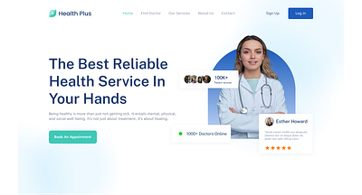 Health Plus - Medical Website Landing Page (Hero Section) 2024 health care health care landing page health care ui heath care landing page hero section landing page medical landing page medical ui medical website medical website landing page online doctor website