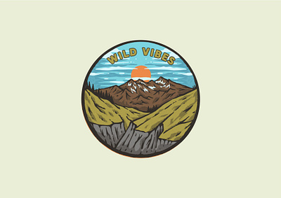 wild vibes branding graphic design logo mountain typography vector