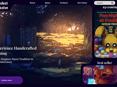 homepage for gaming store brandawareness elegantdesign gamestore gaming homemadegames landingpage minimalist oldfashioned productshowcase retrodesign uiux uxdesign vintagestyle webdesign