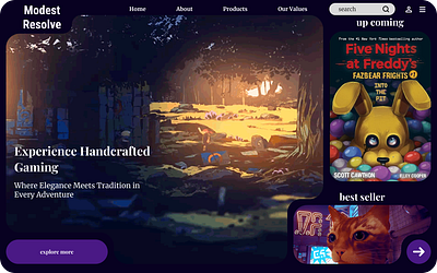 homepage for gaming store brandawareness elegantdesign gamestore gaming homemadegames landingpage minimalist oldfashioned productshowcase retrodesign uiux uxdesign vintagestyle webdesign