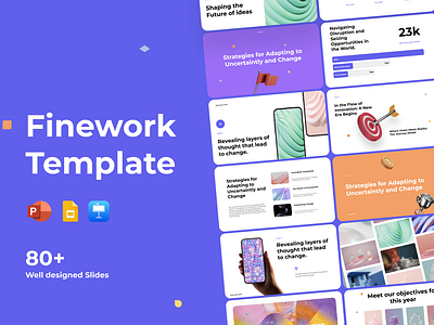 Finework Template collection deck google slides keynote powerpoint presentation purple template website