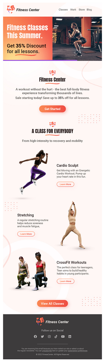 Fitness Center Email Template branding email email design email template fitness design fitness email graphic design ui webdesign