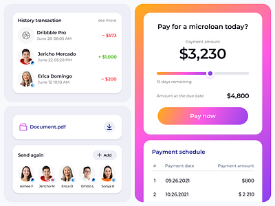 Interface design for microloan platform, Fintech | Pesoredee calculator design finance finance platform fintech history transaction interface interface design loan calculator microfinance microloan payment scedule product product design ui user interface ux uxui web web design