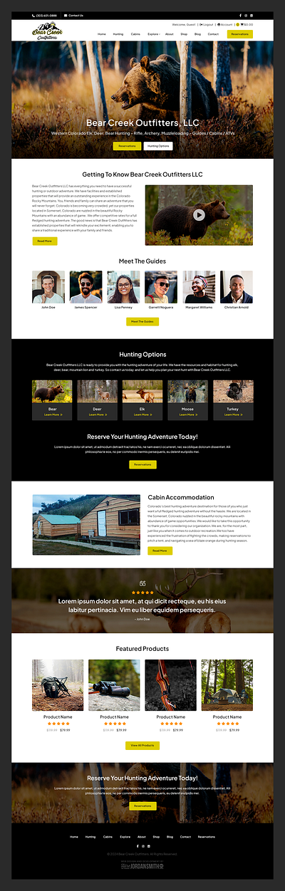 Bear Creek Outfitters // Web Design adventure bear cabin ecommerce hunt hunting lifestyle outdoor travel web design