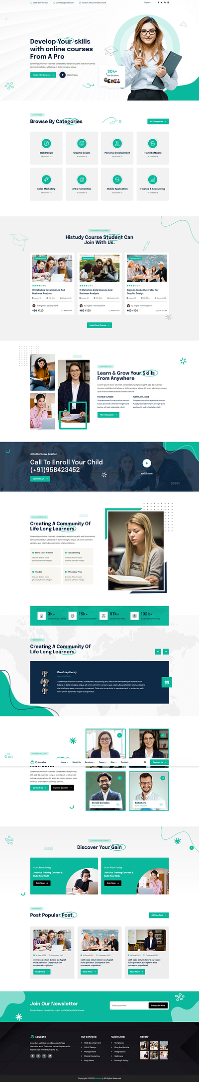 Educate–University, Online Courses, School & Education Template education educationwebsite elementaryschool highschool internationalschool kindergarten onlinecourses onlineeducation onlineschool pre school primaryschool privateschool school university