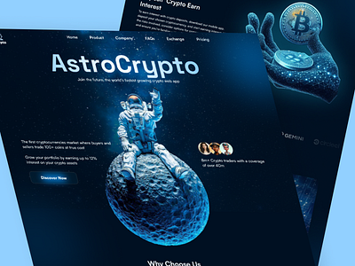 AstroCrypto Website app crypto design landing page product design typography ui ux vector website