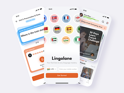 Lingolane - Language Learning App app design challenges clean concept education ios language app language learning language school languages learning app learning platform minimal mobile ui