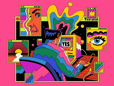 YES colorful design illustration popart psychedelic retro surrealism tech technology vector vintage