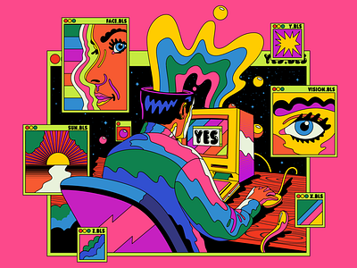 YES colorful design illustration popart psychedelic retro surrealism tech technology vector vintage