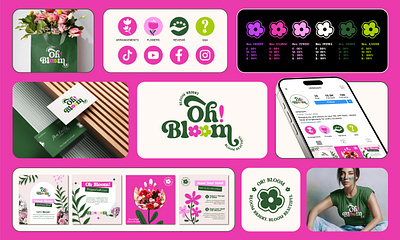 Oh Bloom Flower Shop's Brand Identity brand design brand identity branding branding kit color palette colorful logo floral branding florist flower shop branding flower shop logo iconography logo design modern branding modern logo playful logo social media kit