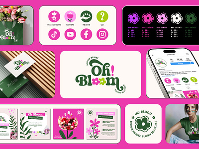 Oh Bloom Flower Shop's Brand Identity brand design brand identity branding branding kit color palette colorful logo floral branding florist flower shop branding flower shop logo iconography logo design modern branding modern logo playful logo social media kit