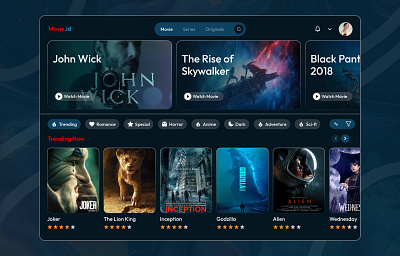 Movie Stream Website dailyux dailywebdesign dashboard figma movie remotejob trend ui uiux user interface uxcareer uxfreelancer uxjobs uxlife uxprocess uxtips web design website