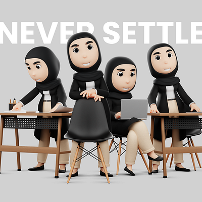 Hijab Bussines Illustration 3d bussines hijab holic ui work worklife