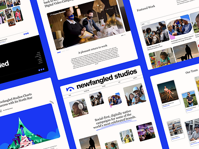 Newfangled Studioes Redesign agency animation blue branding case clean design home homepage illustration landing page logo showcase studio team ui web webflow website work