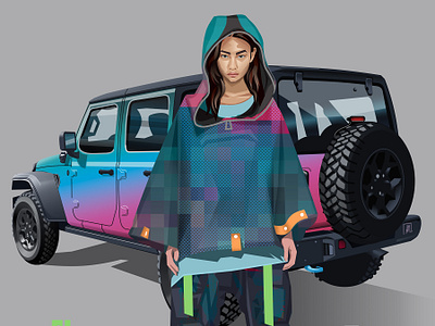 Real Style Wrangler - Characters Part I car character character design fashion graphic design illustration jeep print product style techwear