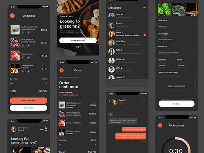 Come and Get it App app brand branding chat checkout dark design digital graphic design identity logo menu mobile order restaurant takeway timer ui uiux ux