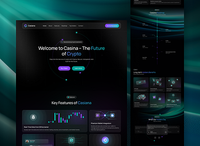 Casina - Crypto Landing Page ailee aileestudio branding crypto crypto landing page cryptocurrency design landingpage popular ui ux webcryptocurrency