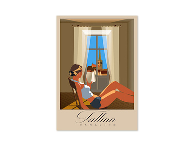 Postcard Vanalinn graphic design illustration vector