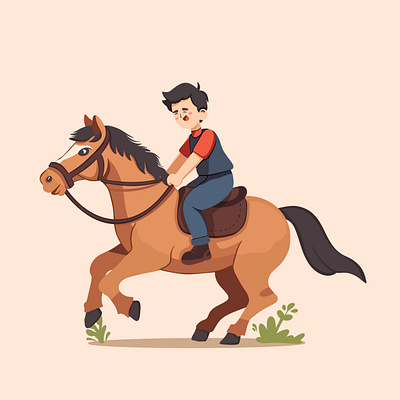 Riding Horse 2d activity art cartoon character characterdesign cute cute art cute illustration graphic design horse illustration kid lifestyle riding