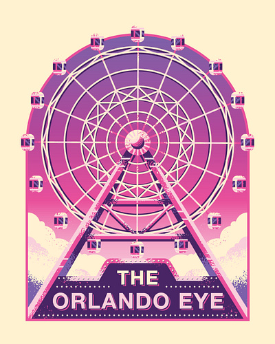 The Orlando Eye attractions ferris wheel florida illustration orange themepark