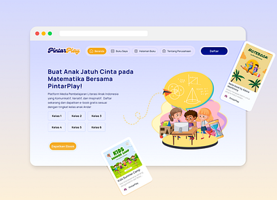 PintarPlay - Edutech for Kids ai rida marliana animation book book store childrenapp ebook education edutech fun learing glasmorphism kids app kids frienly kidseducation learning library neumorphisme reading app ui website website app