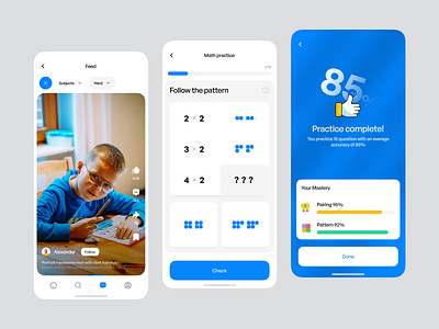 Studywave App android awards explore feed ios design learning app minimal mobile app mobile app design modern overview practice quiz quiz learning statistics teaching app ui design ui ux ux design