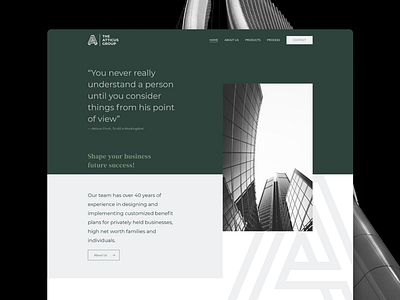 The Atticus Group brand branding consulting design identity impossible landing page logo modern page sophisitcated ui ux web website