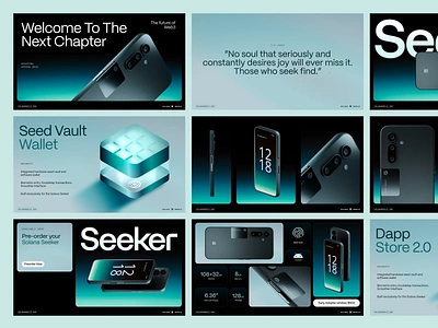 Seeker Slide Deck 3d branding crypto illustration mobile device pitch presentation deck render slides solana web3