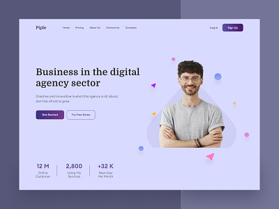 Website - Digital Agency branding business clean design digital graphic header hero home page landing page modrn purple startup style supitar ui user onterface ux web website