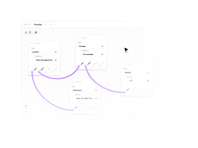 Rule engine software admin administration connection desktop engine formfac infinite canvas links product design program purple rule rule engine software ui