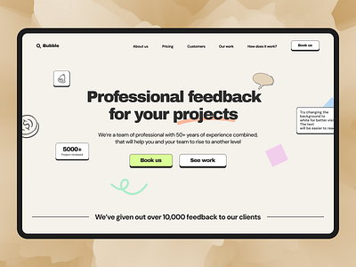 Professional Feedback Landing Page for Project Reviews design feedback figma hero landingpagedesign neubrutalism ui ux website