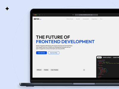 Nexter – Famework Landing Page adaptation animation code design landing landing page minimalism motion graphics ui uiux website wireframe