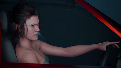 MetaHuman Female in Car Angry Unreal engine 5 Realtime Render 3d animation branding