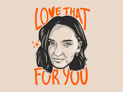 Love That For You ✨ design drawing halftone illustration ink orange procreate sketch sparkles t shirt tee tee design