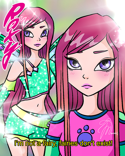 Winx Club, Roxy - 90s Anime Style Fanart 90s anime art character cute digital art drawing fanart illustration pink procreate winx winx club