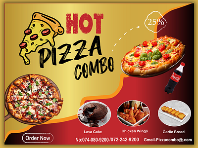 Hot pizza combo poster design graphic graphic design illustration pizza poster vector