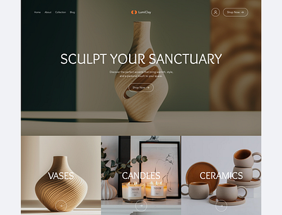 Homeware brand Hero design 🪄 ceramics landing page clay hero page design homeware homeware brand landing page uiux design web designer