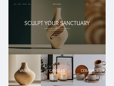 Homeware brand Hero design 🪄 ceramics landing page clay hero page design homeware homeware brand landing page uiux design web designer