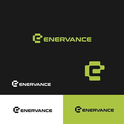 enervance branding data icon letter e logo modern technology